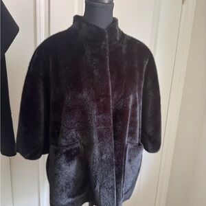 Elegant Black Faux Fur Coat